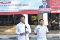 Sekretaris Daerah Aceh, M. Nasir saat menyampaikan arahan pada apel pasca Idul Fitri 1447 H di lingkungan Pemerintah Aceh, Rabu (25/3/2026). Foto: (Humas Aceh).