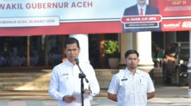 Sekretaris Daerah Aceh, M. Nasir saat menyampaikan arahan pada apel pasca Idul Fitri 1447 H di lingkungan Pemerintah Aceh, Rabu (25/3/2026). Foto: (Humas Aceh).