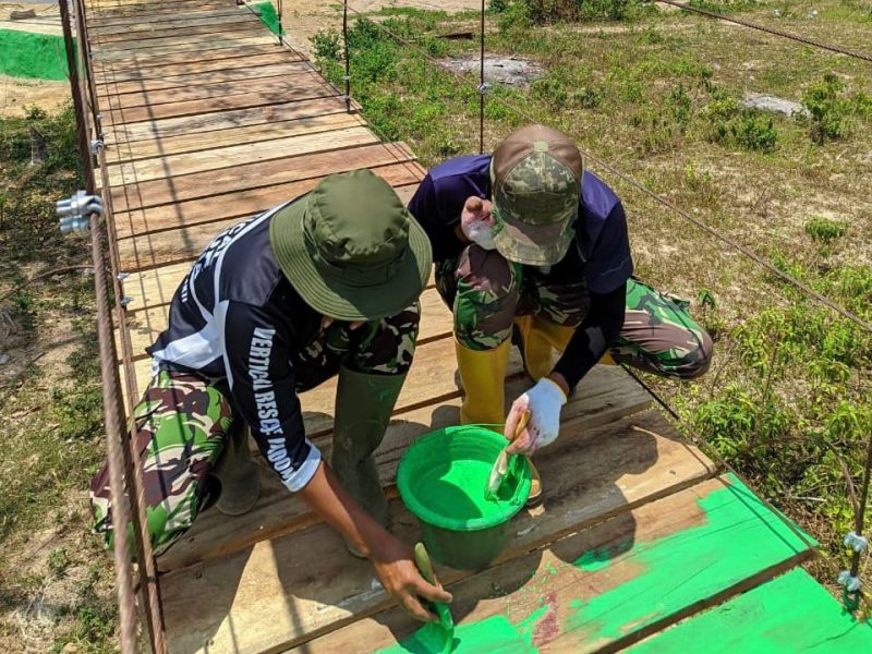TNI Percepat Pembangunan Infrastruktur, Jembatan Gantung Perintis Garuda di Aceh Tamiang.